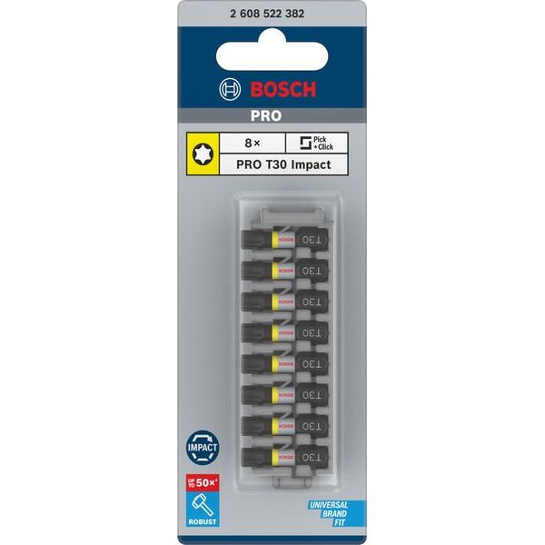Bosch - Bit PRO Impact Bit, T30 2608522382 25 mm, 8-tlg