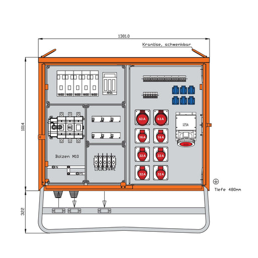 Walther Werke - Baustromverteiler Verteilerschrank WV0574R1 173kVA