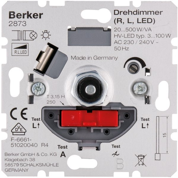 Berker - Dimmer Drehdimmer 20-500W/VA 2873