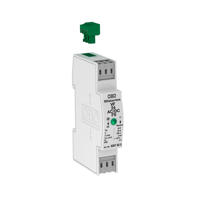 OBO Bettermann - Geräteüberspannungsschutz für Energietechnik/Stromversorgung Blitzbarriere VF24-AC/DC-FS 24V AC
