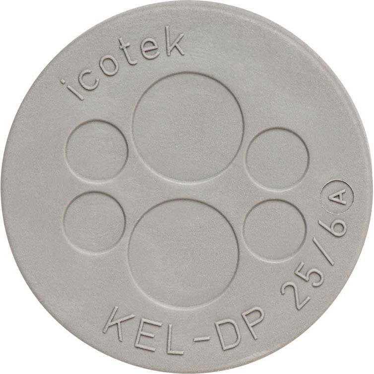Icotek - Einführungsflansch für Kleingehäuse/Schaltschrank Kabeldurchführungsplatte KEL-DP 25/4 A grau − 10 Stück