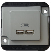 Merten - USB-Spannungsversorgung USB-Ladestation MEG4366-7060 mattsilber, PANZER