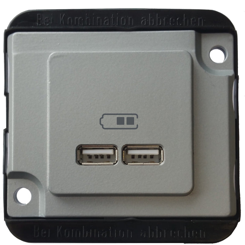 Merten - USB-Spannungsversorgung USB-Ladestation MEG4366-7060 mattsilber, PANZER