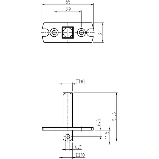 DELTA DORE - Zubehör/Ersatzteile für Tor-/Rollladenantriebe Adapter Medium 4010-M 10er 4-kant
