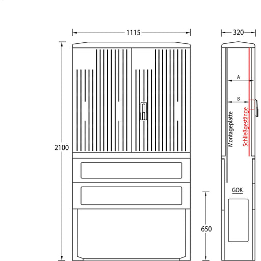 uesa - Gehäuse/Schaltschrank (leer) Säule A120-M-2100 2100x1115x320mm