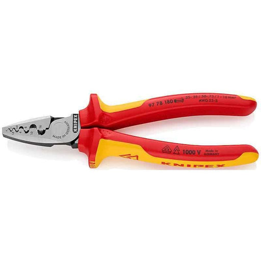 Knipex - Presswerkzeug Kabelschuhe/Verbinder, Aderendhülsen, Schirmanschluss Crimpzange 97 78 180 SB − 1 Stück