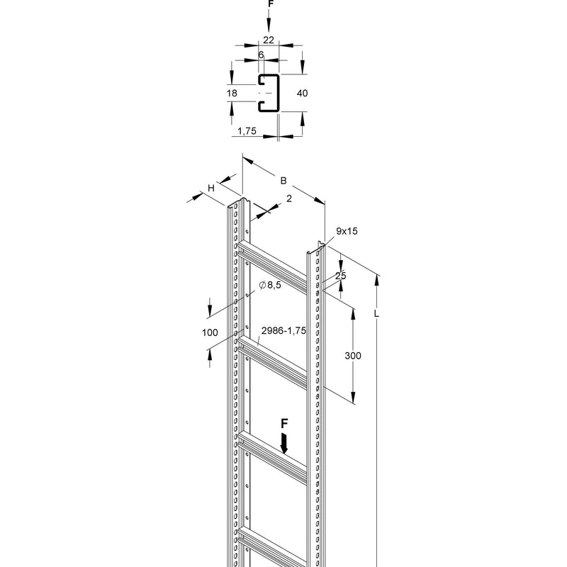 Niedax - Kabelleiter Steigetrasse STM 60.503/3 − 3 Meter