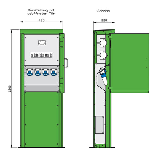 Walther Werke - Baustromverteiler Energiesäule 84301050 4 RCDs TypA, 4 LS