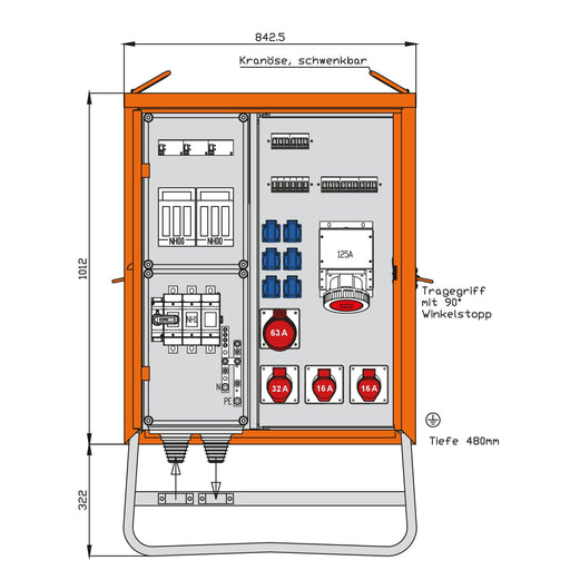 Walther Werke - Baustromverteiler Verteilerschrank WV0494R1 138kVA