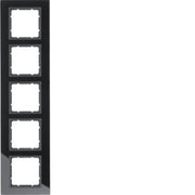 Berker - Abdeckrahmen Glasrahmen 10156616 schwarz 5fach