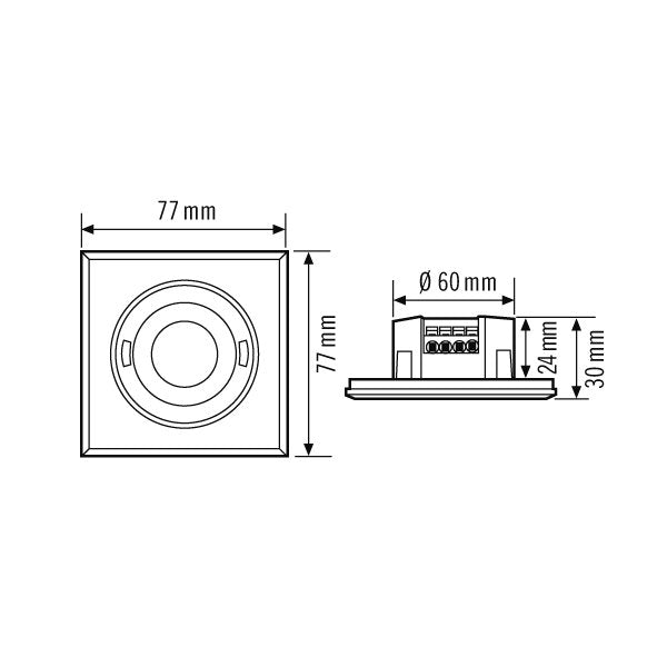 ESYLUX - Bewegungsmelder/Präsenzmelder komplett Bewegungsmelder UP PD-FLAT360i/8 SQ BK quadratisch schwarz