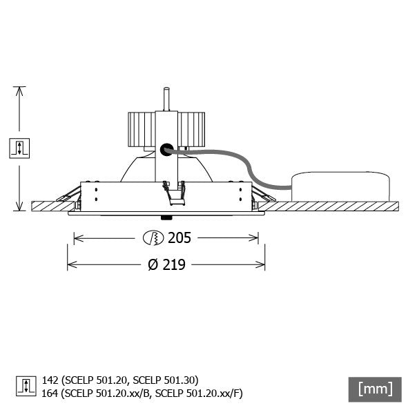 LTS Licht&Leuchten - Downlight/Strahler/Flutlicht LED-Einbaustrahler SCELP 501.20.55/B sw Backware 55° D219