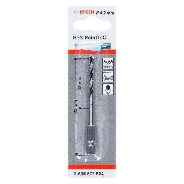 Bosch - Bohrer HSS PointTeQ 2608577524 Sechskantbohrer 4,2