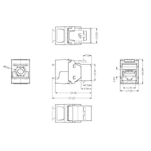 EFB-Elektronik - Modularer Steckverbinder RJ45 Keystone Cat.6 E-20072 Druckguss-Gehäuse