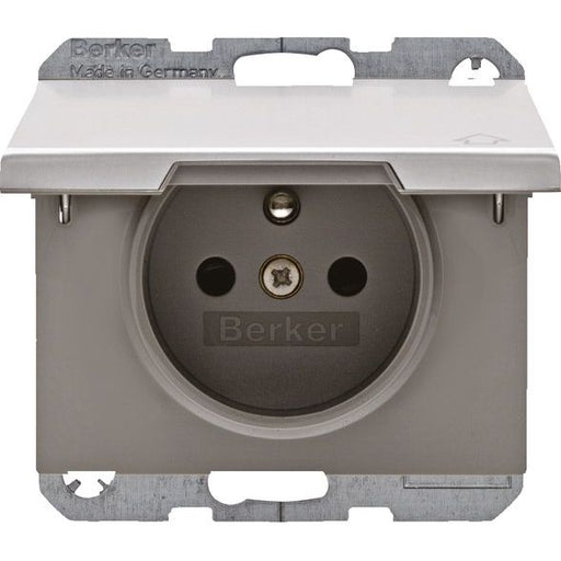 Berker - Steckdose Alu 6765777103 Schutzk./Klappdeckel