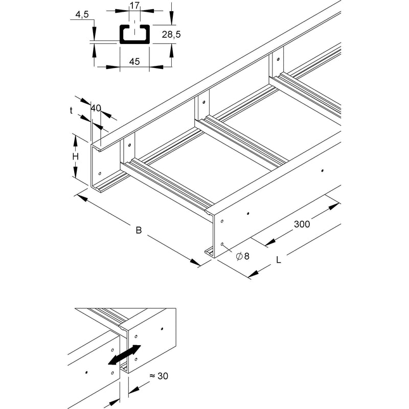 Niedax - Kabelleiter GFK-Kabelleiter ULV 150.400 150x400x6000mm − 6 Meter