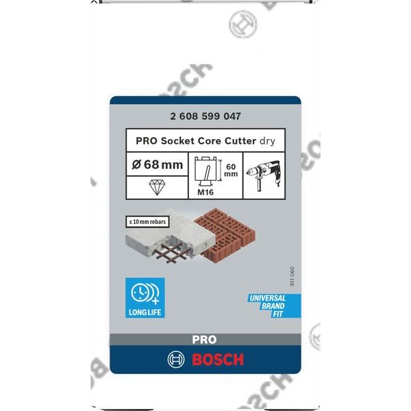 Bosch - Versenkbohrer PRO Socket 2608599047 Trockenbohrkrone 68