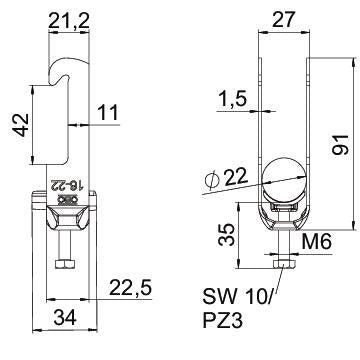 OBO Bettermann - Bügelschelle BS-W1-K-22 A2 16-22mm − 50 Stück