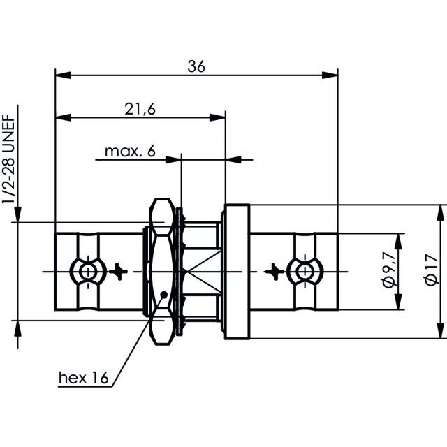 Telegärtner - Koax-Kupplung BNC Verbind.Stück (F-F) 100023592 UG-492A/U, 50 Ohm − 5 Stück