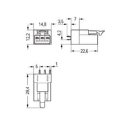WAGO - Leiterplattensteckverbinder Stecker für Leiterplatten 890-853 3-polig,grau − 100 Stück