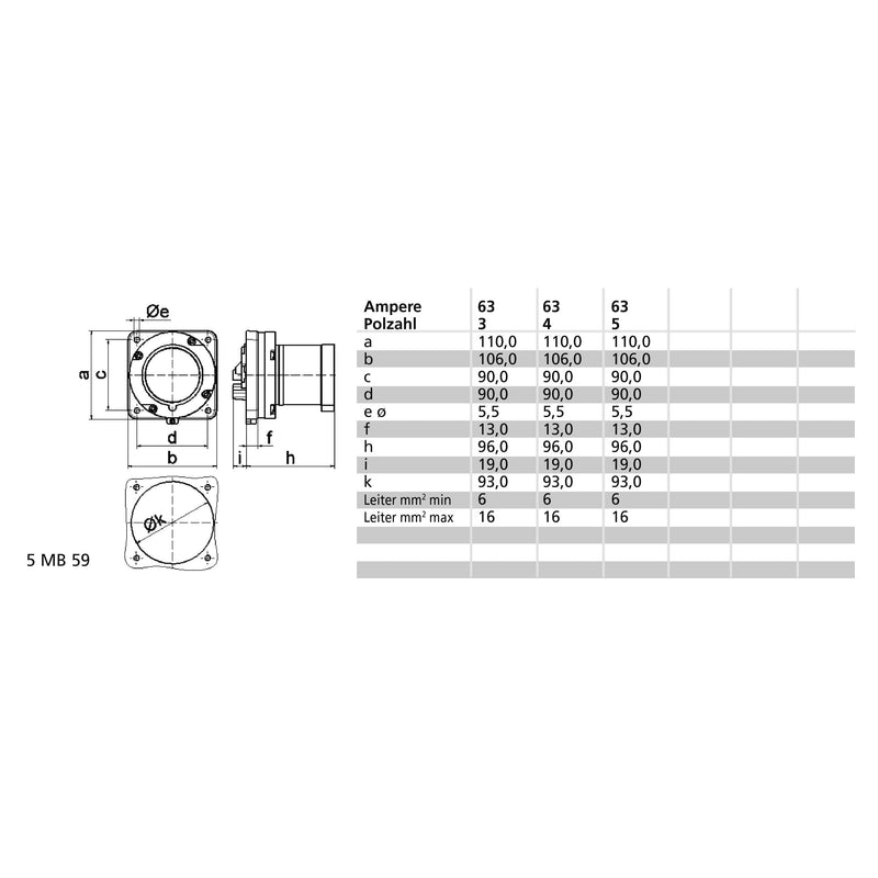 Bals Elektrotech - CEE-Gerätestecker (IEC 60309) Anbau-Gerätestecker 2880 3p 110V 4h Ip 44