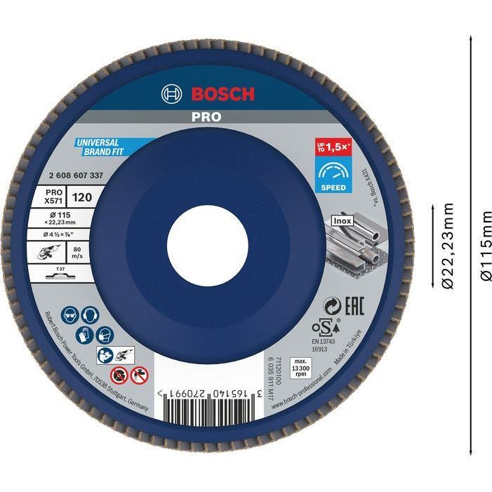 Bosch - Trenn-/Schleifscheibe PRO X571 2608607337 Fächerschleifscheibe