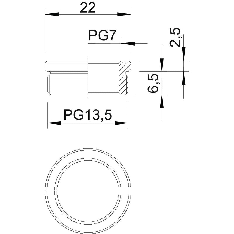 OBO Bettermann - Erweiterungs-/Reduzierring Reduktion 167 R MS PG13-7 − 50 Stück
