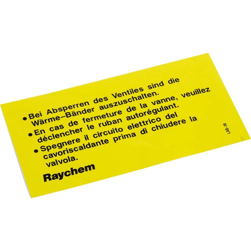 Chemelex - Piktogramm für Not-/Hinweisleuchte Hinweisaufkleber LAB-38 -1 pro Absperrventil