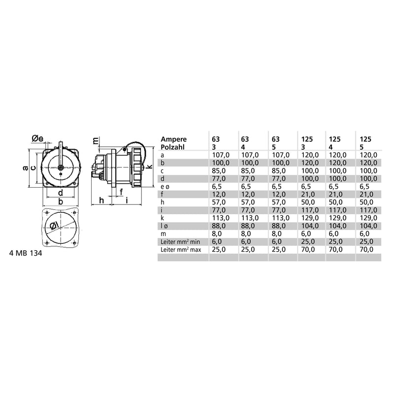 Bals Elektrotech - CEE-Anbausteckdose (IEC 60309) Anbausteckdose gerade 63A 13925 4p 440V 11h IP67