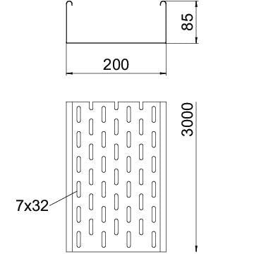 OBO Bettermann - Kabelrinne MKS 820 FS 85x200mm − 3 Meter