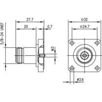 Telegärtner - Koax-Steckverbinder N-Flanschbuchse 50Ohm TA 100024100