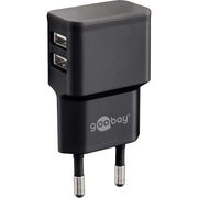 Goobay - Universal-Ladegerät Dual USB-Ladegerät 44951 2,4A,100-240V,sw