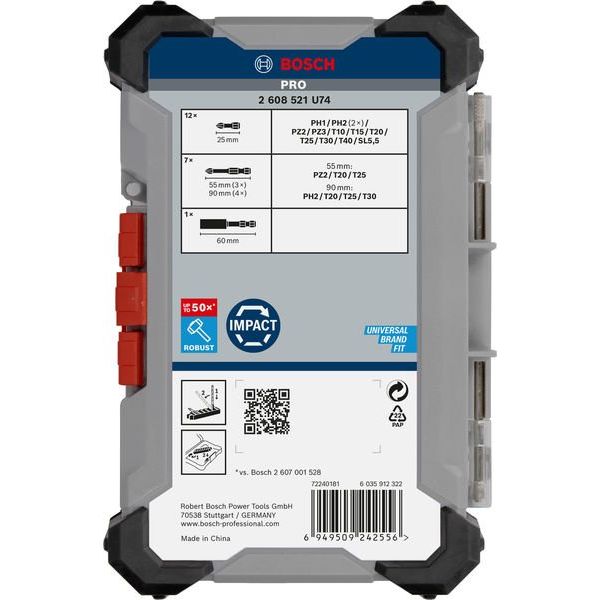 Bosch - Bit-Set PRO Impact Schrauberbit 2608521U74VE(20) Set, 20-tlg. − 3 Packung