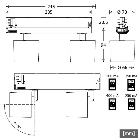 LTS Licht&Leuchten - Downlight/Strahler/Flutlicht Stromschienenstrahler ORYO-T2 101.940.FLsw 940, sw