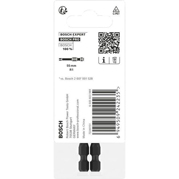 Bosch - Bit-Set PRO Robertson Impact Bit, 2608522550VE(2) R1, 55 mm, 2-tlg