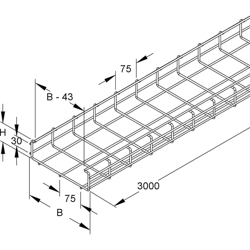 Niedax - Gitterrinne C-Gitterrinne GRCI 50.100 F − 3 Meter