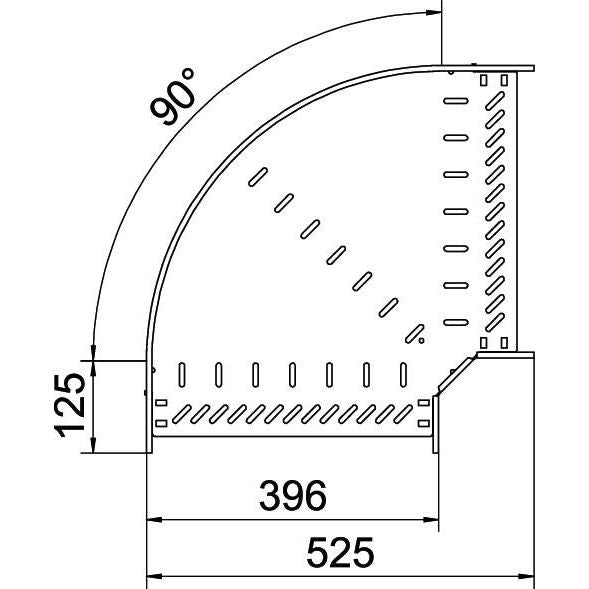 OBO Bettermann - Bogen für Kabelrinne Bogen 90 Grad RB 90 640 A2 60x400, rostfrei