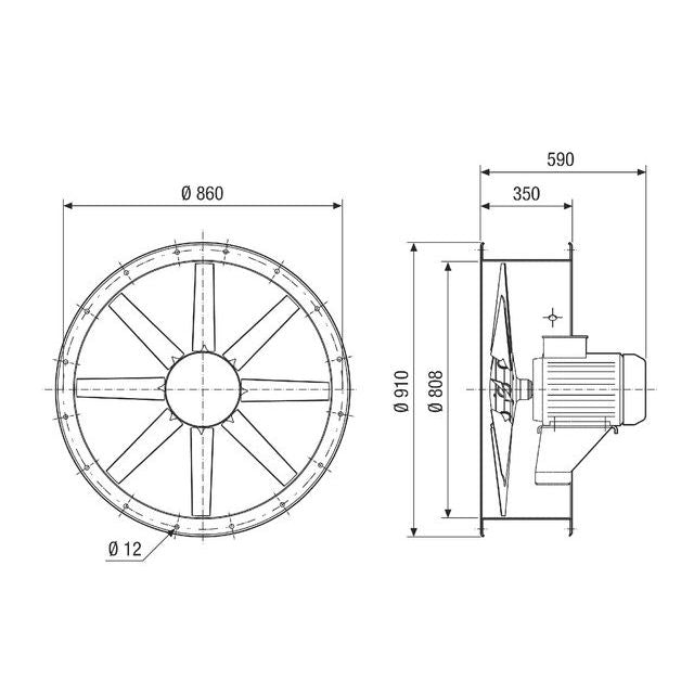 Maico - Explosionsgeschützter Ventilator Axial-Rohrventilator DAR 80/4-3 Ex 23627m3/h, NW800