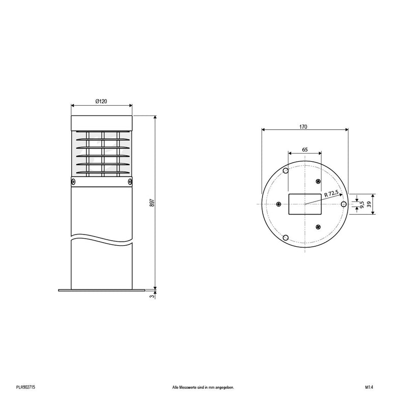 EVN Lichttechnik - Wegeleuchte Pollerleuchte PLR902715 IP54