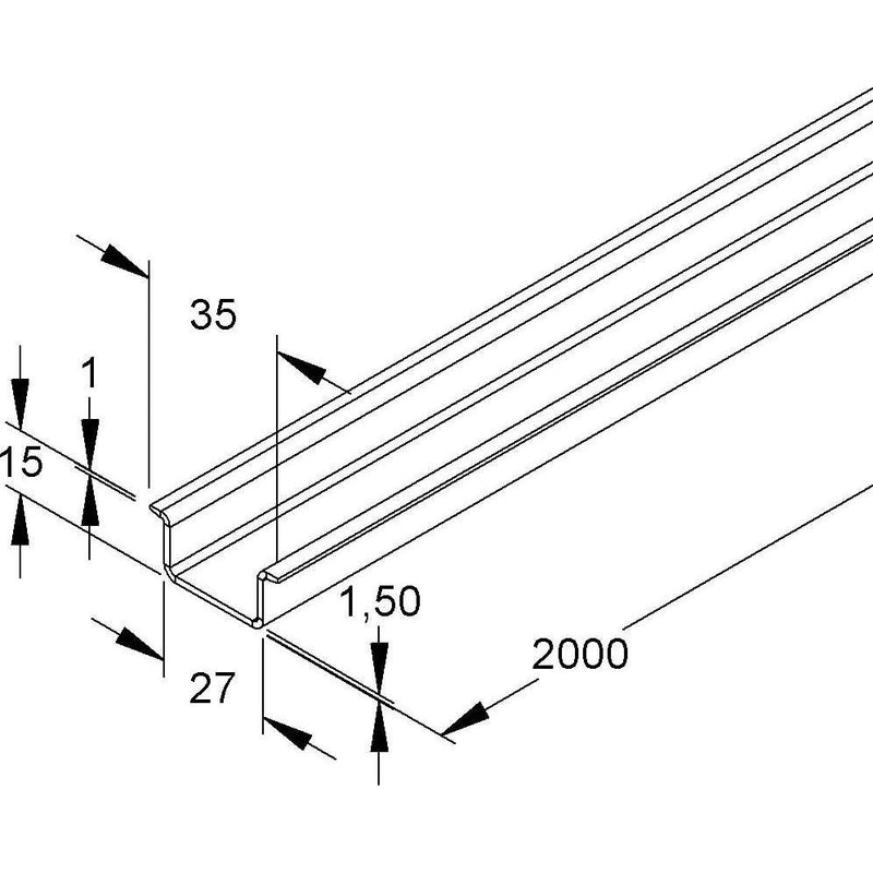 HKL - Tragschiene 537/2 ungelocht − 20 Meter
