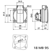 Bals Elektrotech - Schutzkontakt-Anbausteckdose Schutzk. Anbausteckdose 71097 16A IP44 schwarz − 20 Stück