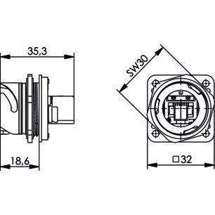 Telegärtner - Modularer Steckverbinder STX V1 Flanschset 100007415 RJ45 Coupler Cat6 M