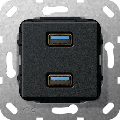 Gira - Einsatz/Abdeckung für Kommunikationstechnik USB 3.0 A 2fach sw matt 568510 Kabelpeitsche