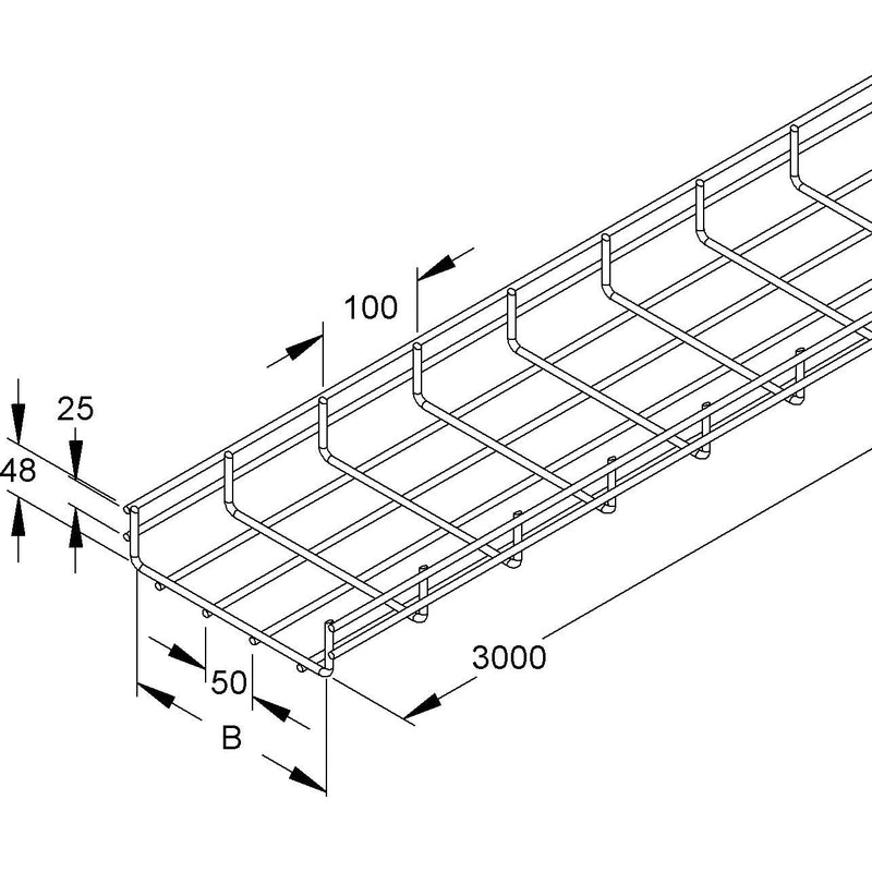 Niedax - Gitterrinne U-förmig MTS 54.500 E3 54x500x3000mm − 3 Meter