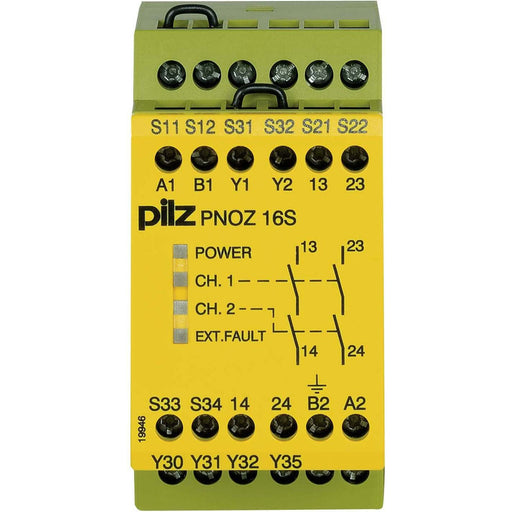 Pilz - Gerät zur Überwachung von sicherheitsgerichteten Stromkreisen Not-Aus-Schaltgerät PNOZ 16S #774073 110AC 24DC 2n/o 2so
