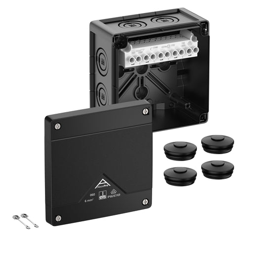 Spelsberg - Dose, Gehäuse für Montage auf der Wand/Decke Abzweigkasten Abox Pro 060-6²/sw