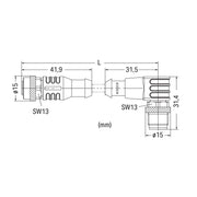 WAGO - Konfektioniertes Sensor-Aktor-Kabel Sensor-/Aktorleitung M12A 756-5402/030-010 Bu.,ax.,M12A-St.,w