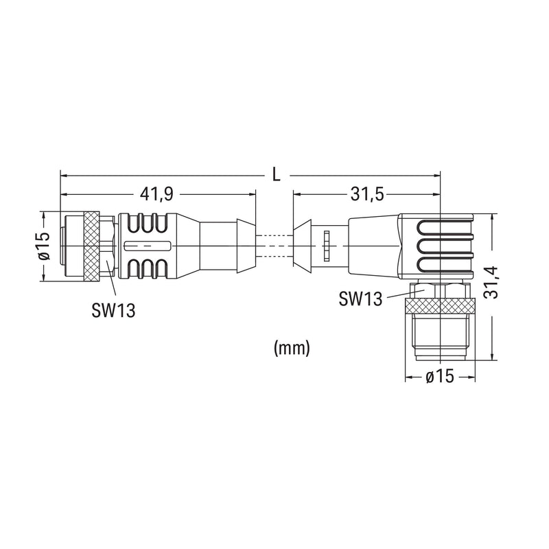 WAGO - Konfektioniertes Sensor-Aktor-Kabel Sensor-/Aktorleitung M12A 756-5402/030-010 Bu.,ax.,M12A-St.,w