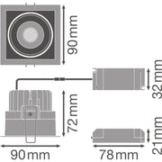 Ledvance - Downlight/Strahler/Flutlicht LED-Einbaustrahler SPOT SQUARKADJ8W3KBK 3000K sw