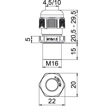 OBO Bettermann - Kabelverschraubung V-TEC VM L16 SW